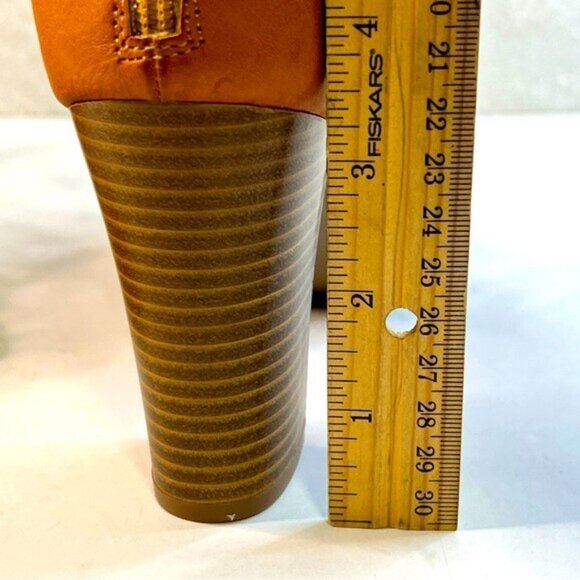 RAMPAGE Sandals Womens 9.5 Brown Strappy Ankle Block Heel Back Zip - Picture 9 of 11